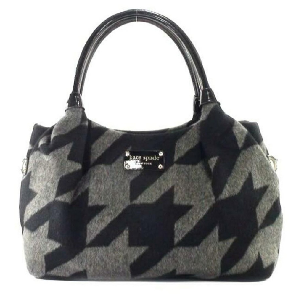 Kate Spade Black and Gray Houndstooth Tote